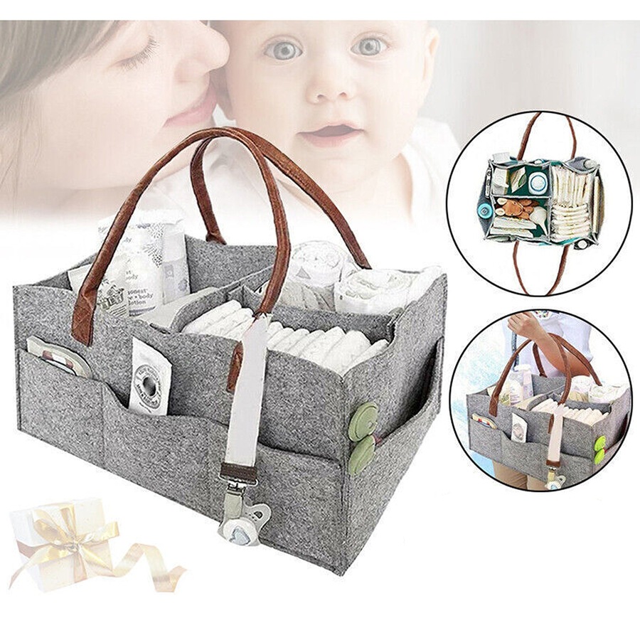 Diaper Caddy Nursery Storage Baby Organizer Basket Nappy Bin Infant Wipes Bag