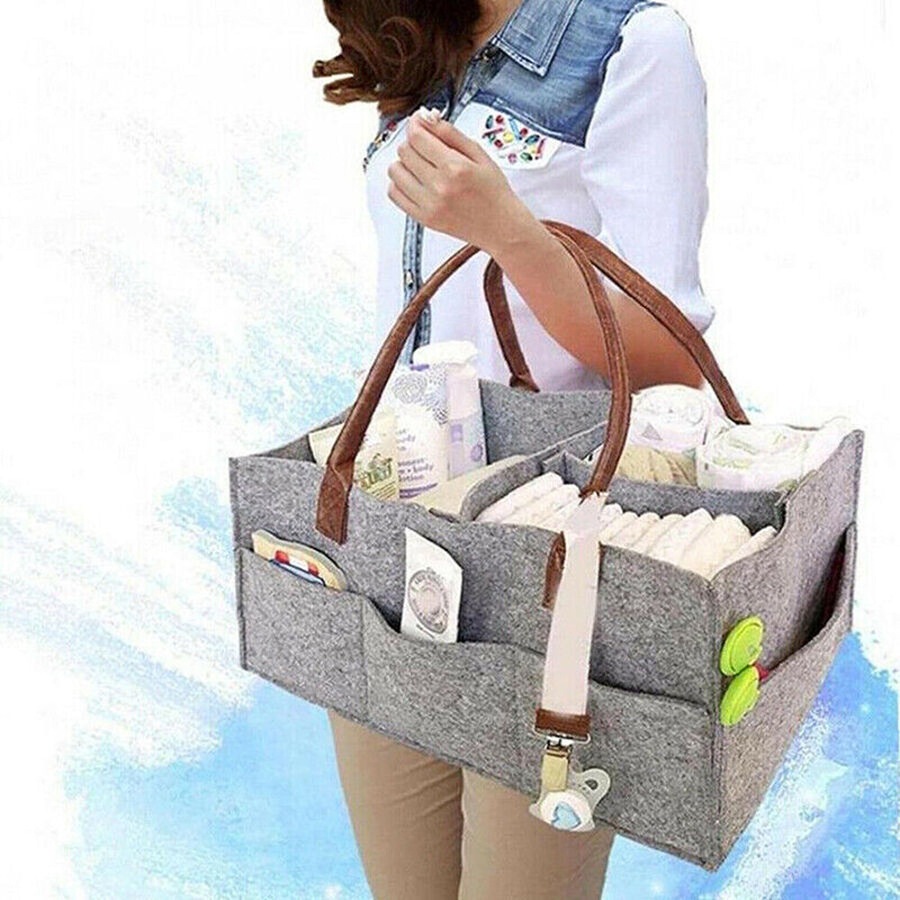 Diaper Caddy Nursery Storage Baby Organizer Basket Nappy Bin Infant Wipes Bag