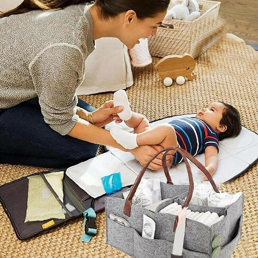 Diaper Caddy Nursery Storage Baby Organizer Basket Nappy Bin Infant Wipes Bag
