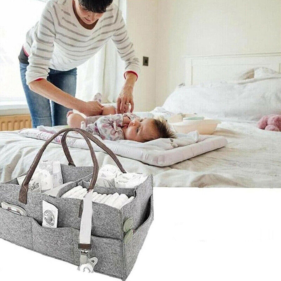 Diaper Caddy Nursery Storage Baby Organizer Basket Nappy Bin Infant Wipes Bag