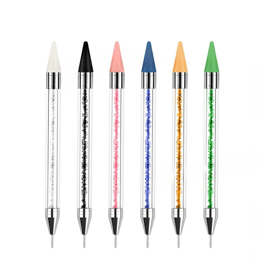 Dotting Pen Dual Ended Rhinestone Picker Wax Pencil Manicure Nail Art Tool - 2pcs