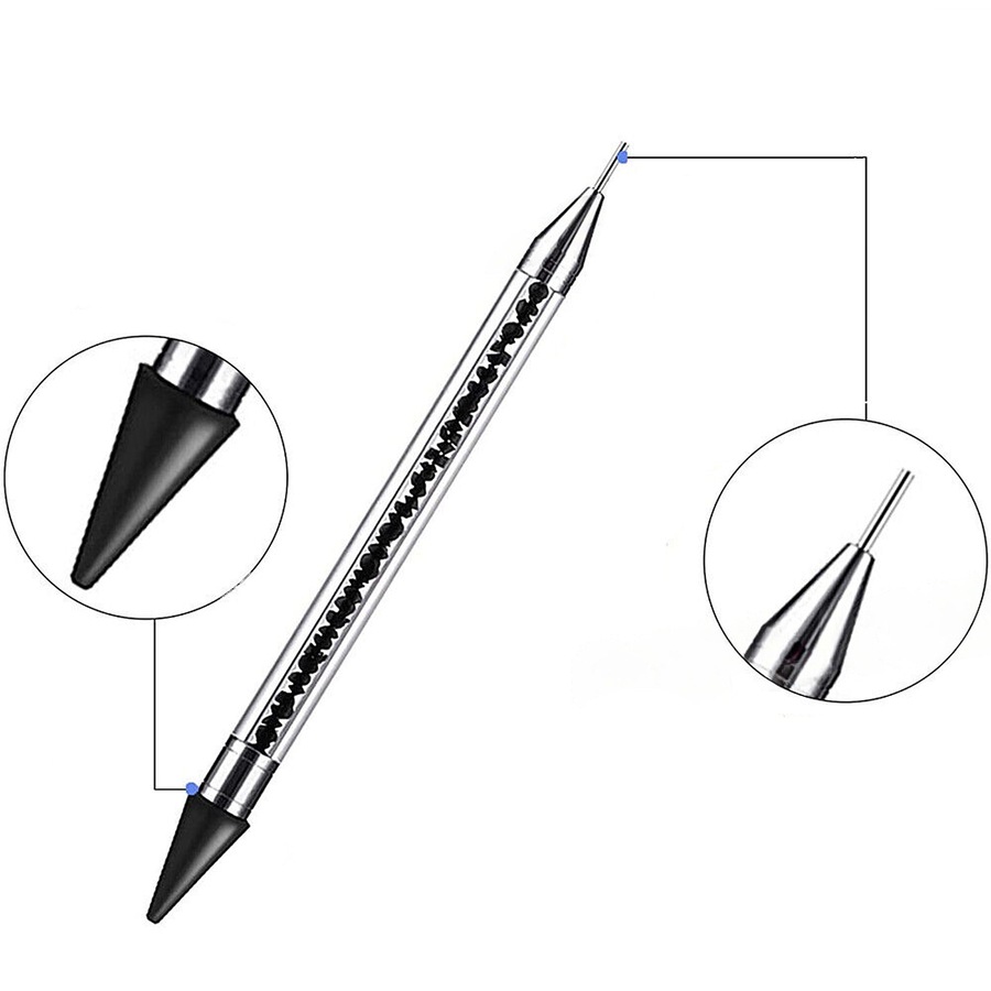 Dotting Pen Dual Ended Rhinestone Picker Wax Pencil Manicure Nail Art Tool - 2pcs