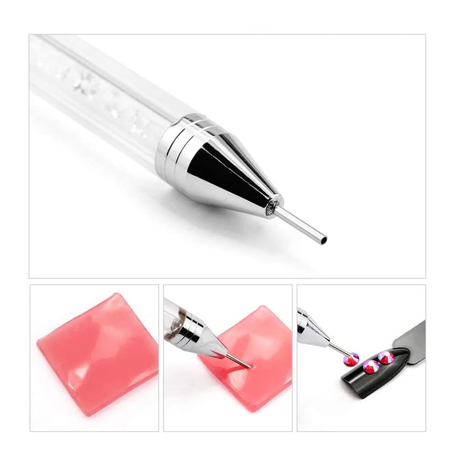 Dotting Pen Dual Ended Rhinestone Picker Wax Pencil Manicure Nail Art Tool - 2pcs