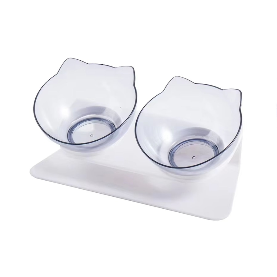 Double Cat Bowl Pet Bowls Stand Dog Elevated Feeder Food Water Raised Lifted