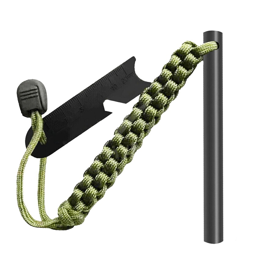 Ferrocerium Flint Rod Survival Fire Starter with Striker Paracord