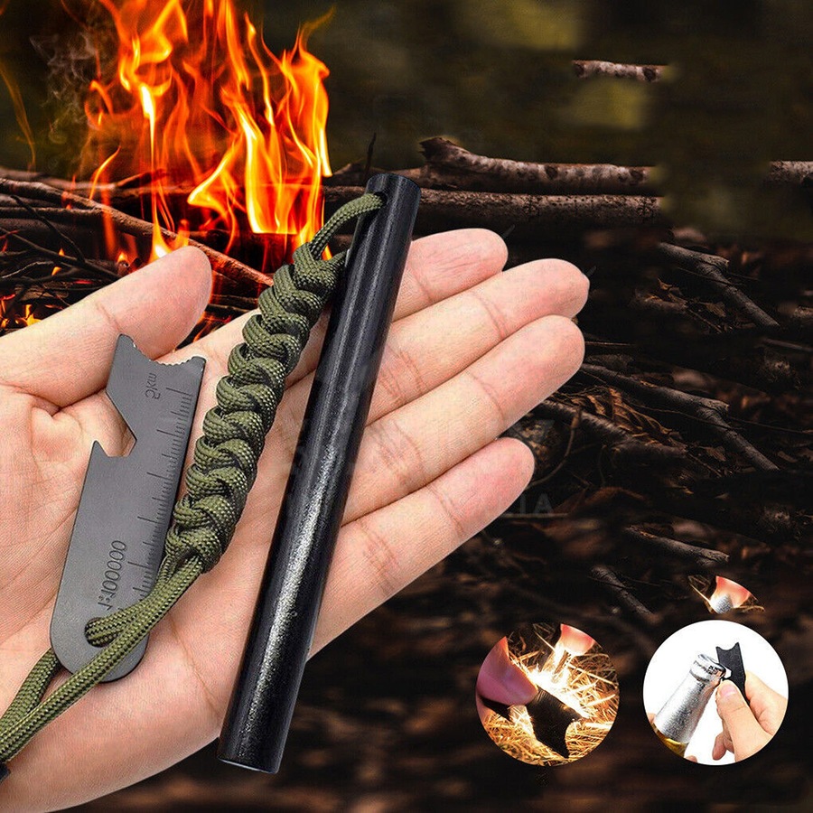 Ferrocerium Flint Rod Survival Fire Starter with Striker Paracord