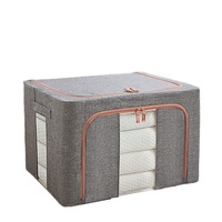 Foldable Storage Box Crushed Steel Frame Clothes Quilt Toys Organizer - Grey