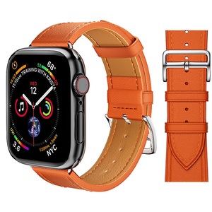 For Apple Watch iWatch Band Series 9 8 7 6 5 4 3 SE 45 44 41 Leather Strap - Orange