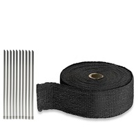 Heat Resistant Exhaust Wrap Black 10 Stainless Steel Ties - 2000F