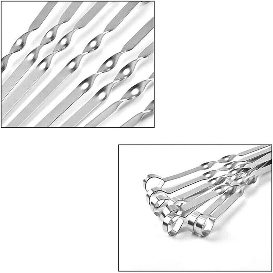 Kabob Skewers Premium Flat Metal BBQ Barbecue Skewer Long Stainless - 14 Pack