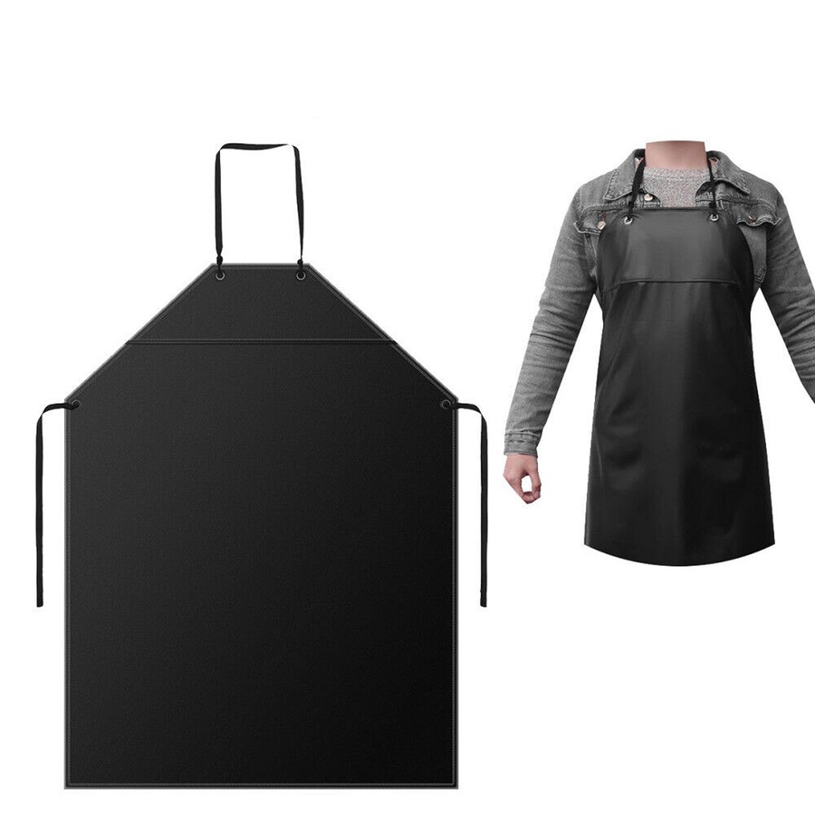 Kitchen PVC Apron Chef Butcher Work Heavy Duty Royal Waterproof - Black
