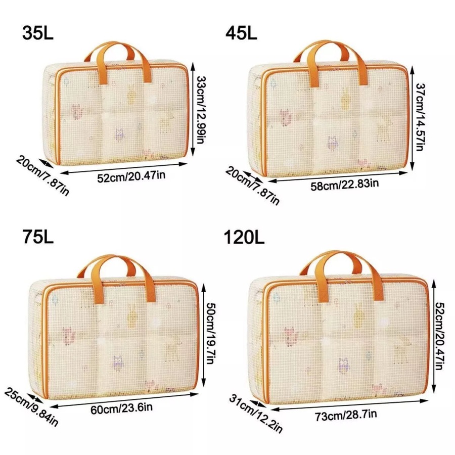 Large Capacity Quilt Storage Bags for Clothes Luggage Moving Organizing Bag - 4pcs
