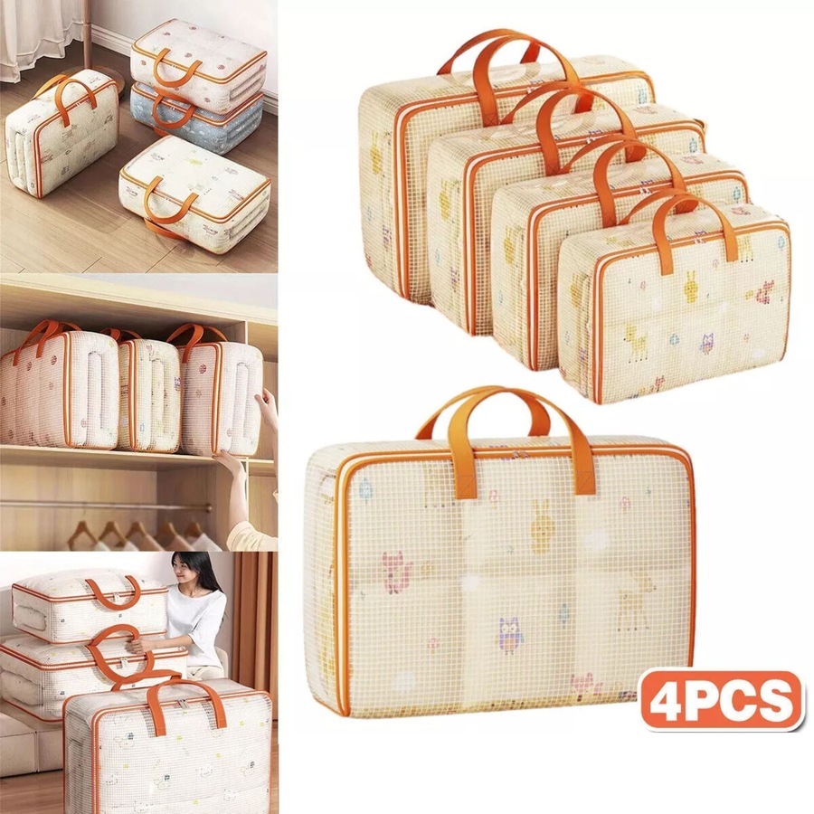 Large Capacity Quilt Storage Bags for Clothes Luggage Moving Organizing Bag - 4pcs