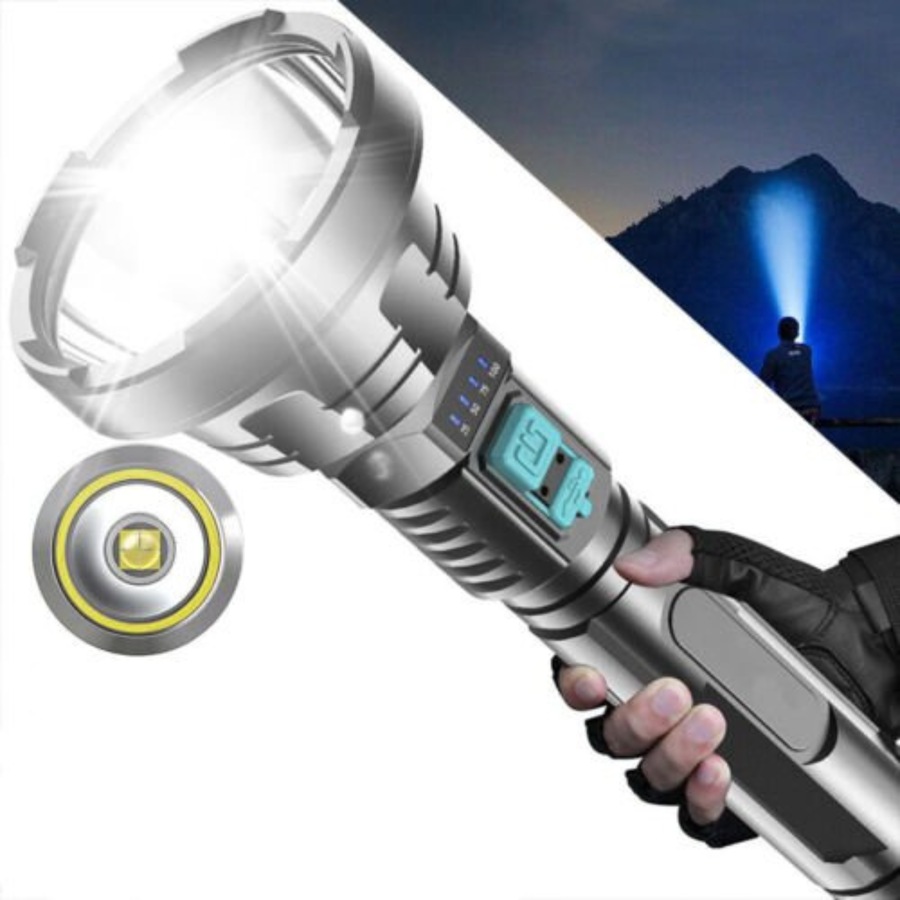LED Light Super Bright USB Rechargeable Tactical Flashlight Torch - 90000LM
