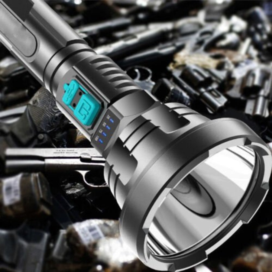 LED Light Super Bright USB Rechargeable Tactical Flashlight Torch - 90000LM