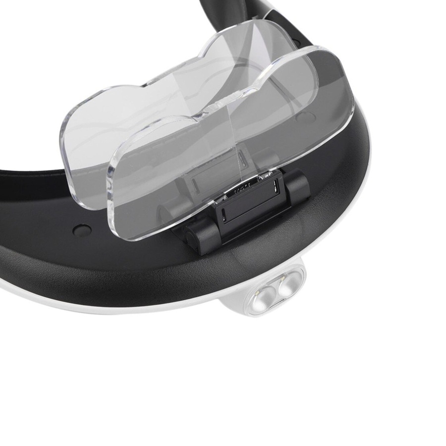 LED Lighted Headband Magnifier Headset Magnifying Glass Loupe 2 LED Lamp Light - White