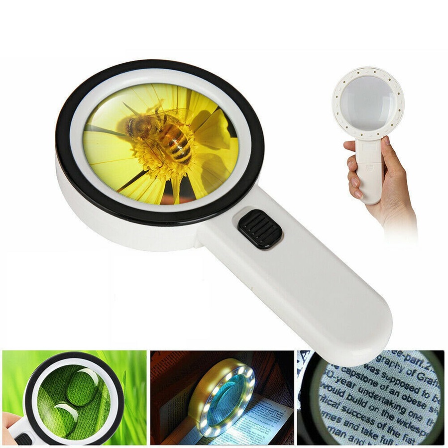 LED Magnifier Magnifying Glass With Light Handheld High Power Jumbo Loupe