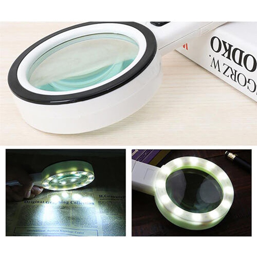 LED Magnifier Magnifying Glass With Light Handheld High Power Jumbo Loupe