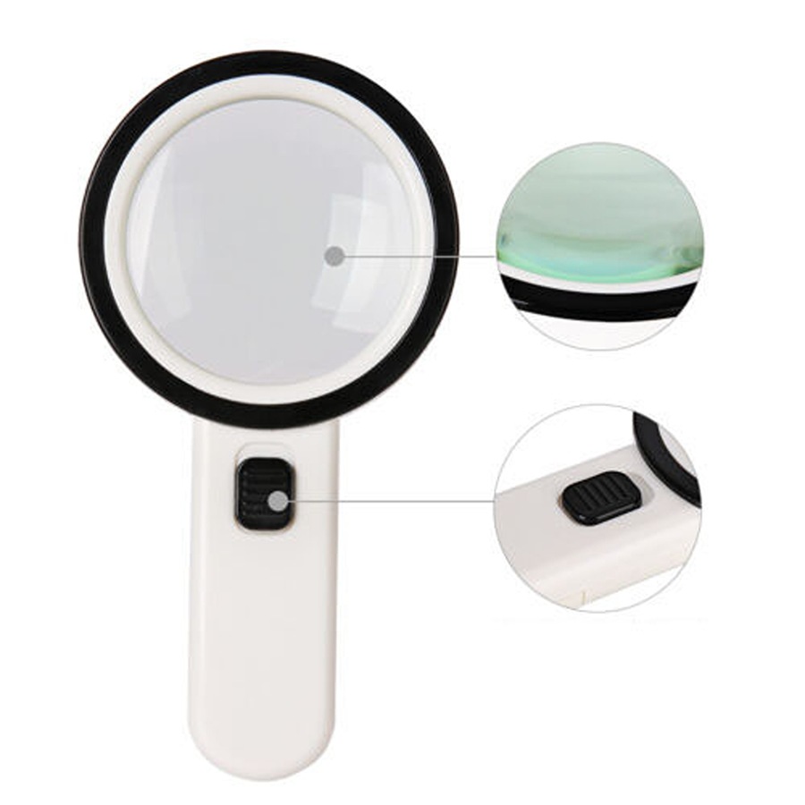 LED Magnifier Magnifying Glass With Light Handheld High Power Jumbo Loupe