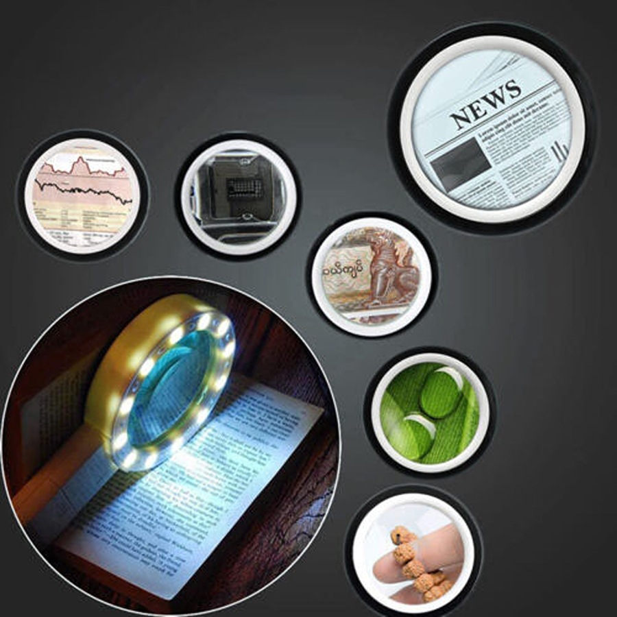 LED Magnifier Magnifying Glass With Light Handheld High Power Jumbo Loupe