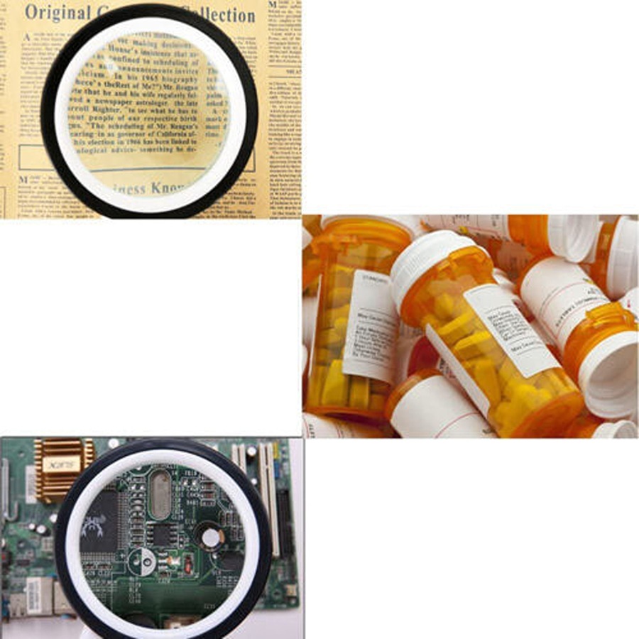 LED Magnifier Magnifying Glass With Light Handheld High Power Jumbo Loupe