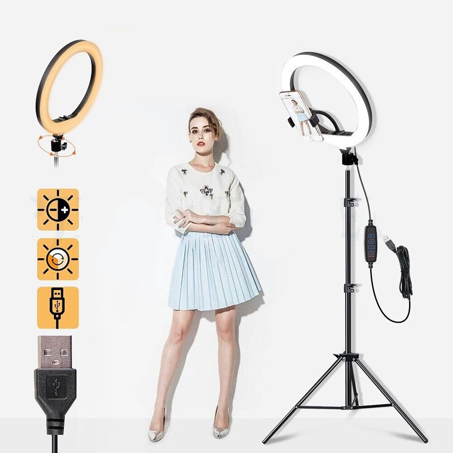 LED Ring Light Dimmable Lighting Phone Selfie Tripod Stand Makeup Live Lamp