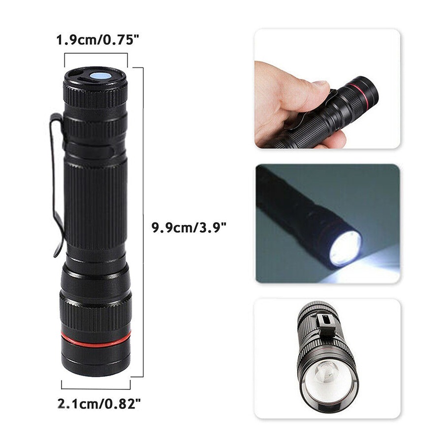 LED Tactical Flashlight USB Rechargeable Super Bright Torch Lamp Light - 2 Packs