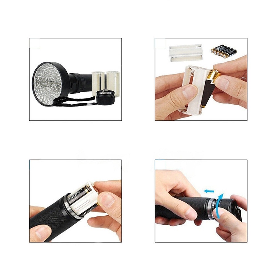 LED UV Flashlight Torch Light Lamp Ultraviolet Blacklight Aluminum Kit - 395nM