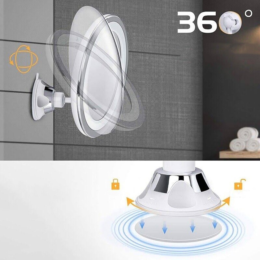 Magnifying Makeup Cosmetic Beauty Bathroom Mirror with LED Light 360 Degree Spin