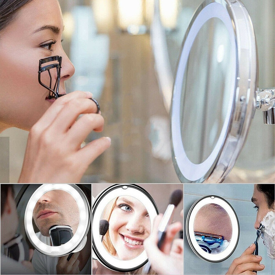 Magnifying Makeup Cosmetic Beauty Bathroom Mirror with LED Light 360 Degree Spin