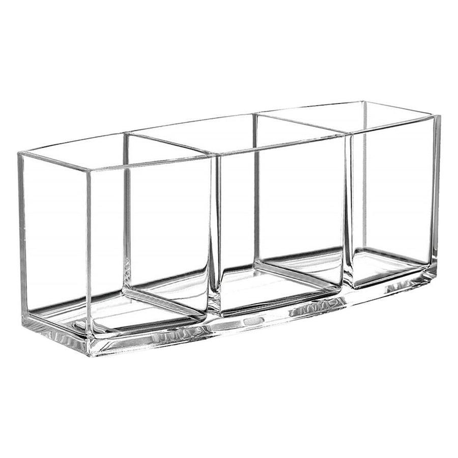 Makeup Brush Holder Organizer Clear Cosmetic Brushes Acrylic Storage Case - 3 Slot