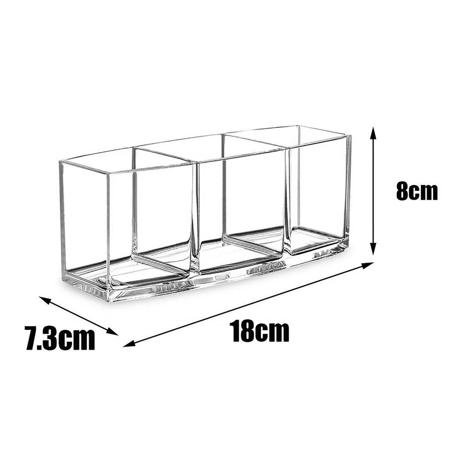 Makeup Brush Holder Organizer Clear Cosmetic Brushes Acrylic Storage Case - 3 Slot
