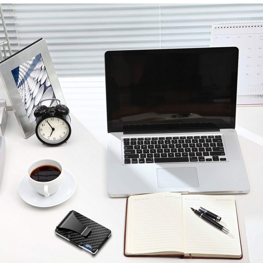 Men Carbon Fiber Credit Card Holder RFID Blocking Slim Wallet Money Clip Purse