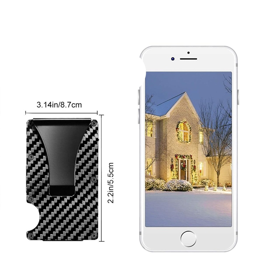 Men Carbon Fiber Credit Card Holder RFID Blocking Slim Wallet Money Clip Purse