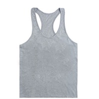 Mens T Gym Vest Tank Y Bodybuilding Top Racer Back Cotton Man Men Singlet - Grey
