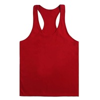 Mens T Gym Vest Tank Y Bodybuilding Top Racer Back Cotton Man Men Singlet - Red