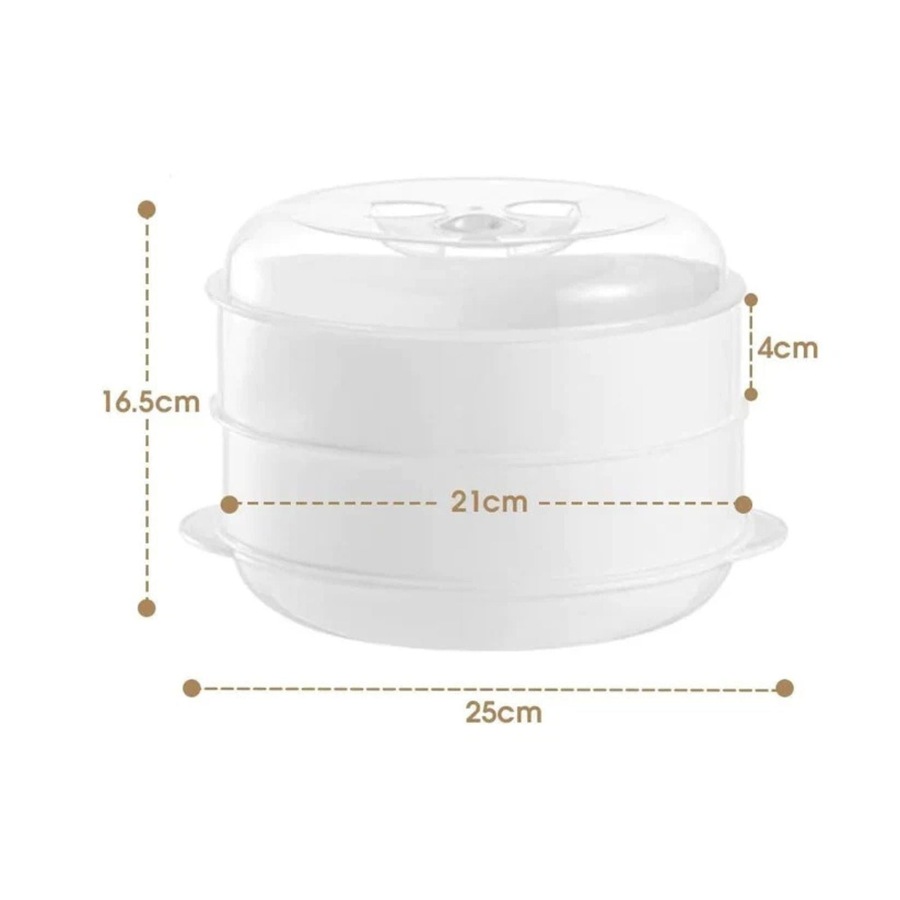 Microwave Steamer 2 Tier Double layer Cooking Meals Vegetables Kitchen