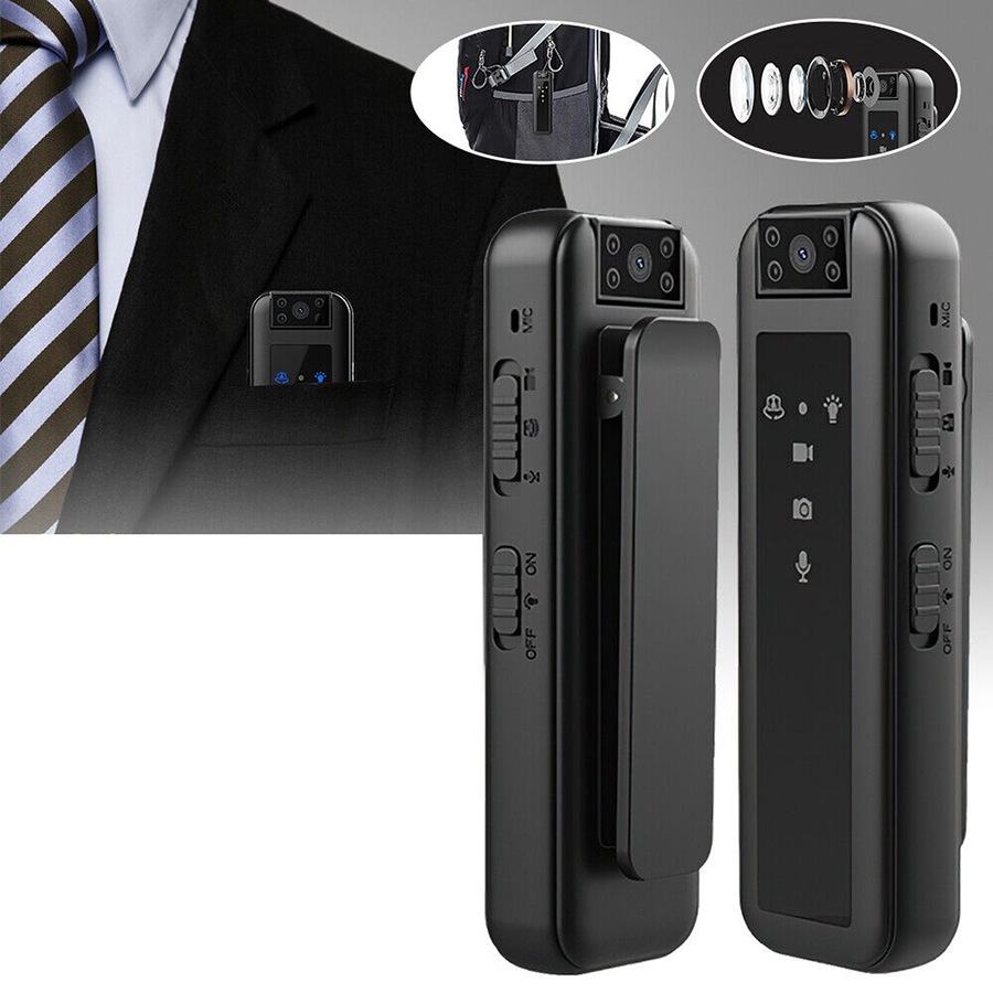 Mini Clip Camera Video Audio Recorder HD Infrared Night Vision 180 Degree Rotate - 1080P