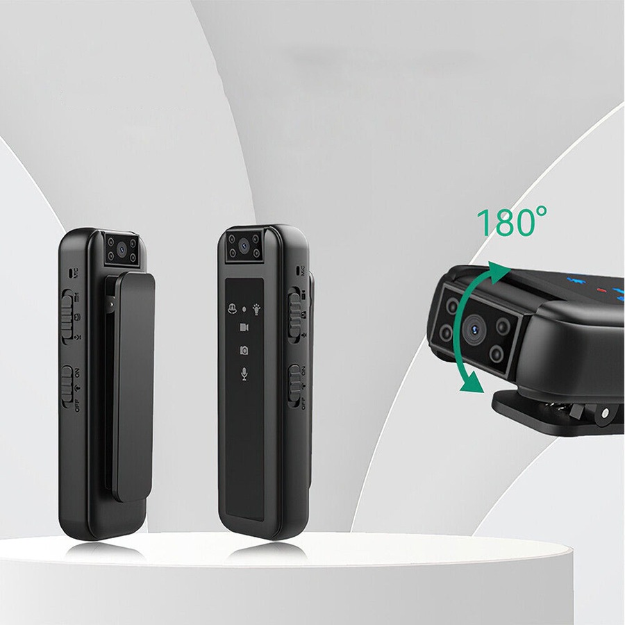 Mini Clip Camera Video Audio Recorder HD Infrared Night Vision 180 Degree Rotate - 1080P