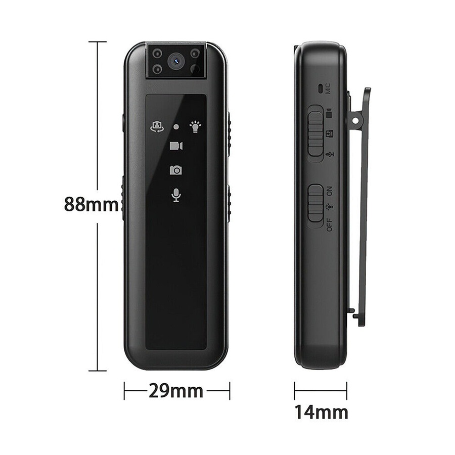 Mini Clip Camera Video Audio Recorder HD Infrared Night Vision 180 Degree Rotate - 1080P