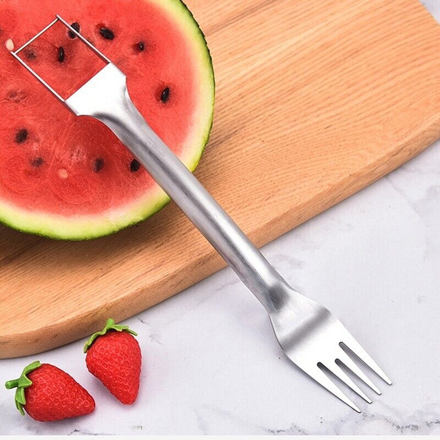 Multifunctional Watermelon Fork Slicer Cutter Stainless Steel Fruit Fork Tools