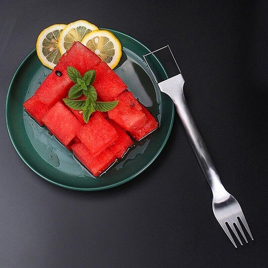 Multifunctional Watermelon Fork Slicer Cutter Stainless Steel Fruit Fork Tools