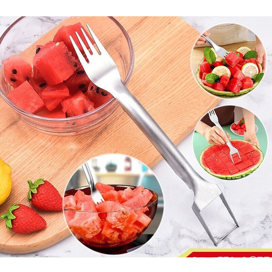 Multifunctional Watermelon Fork Slicer Cutter Stainless Steel Fruit Fork Tools