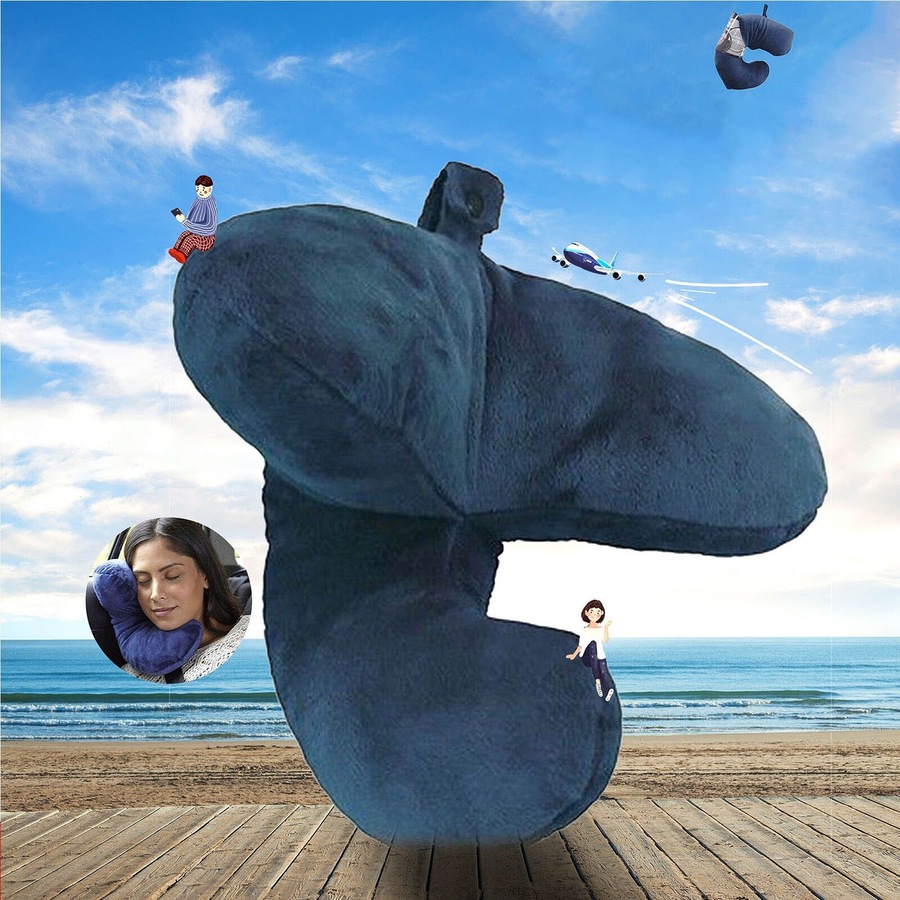Neck Pillow Flight J Shaped Head Chin Support Pillow Soft For Travel Work Home