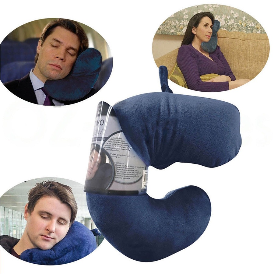 Neck Pillow Flight J Shaped Head Chin Support Pillow Soft For Travel Work Home