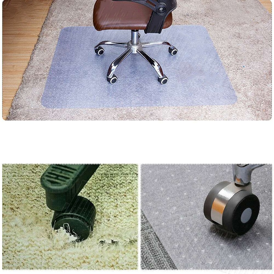 Non Slip Office Chair Desk Mat Floor Computer Carpet Protector PVC Plastic Clear