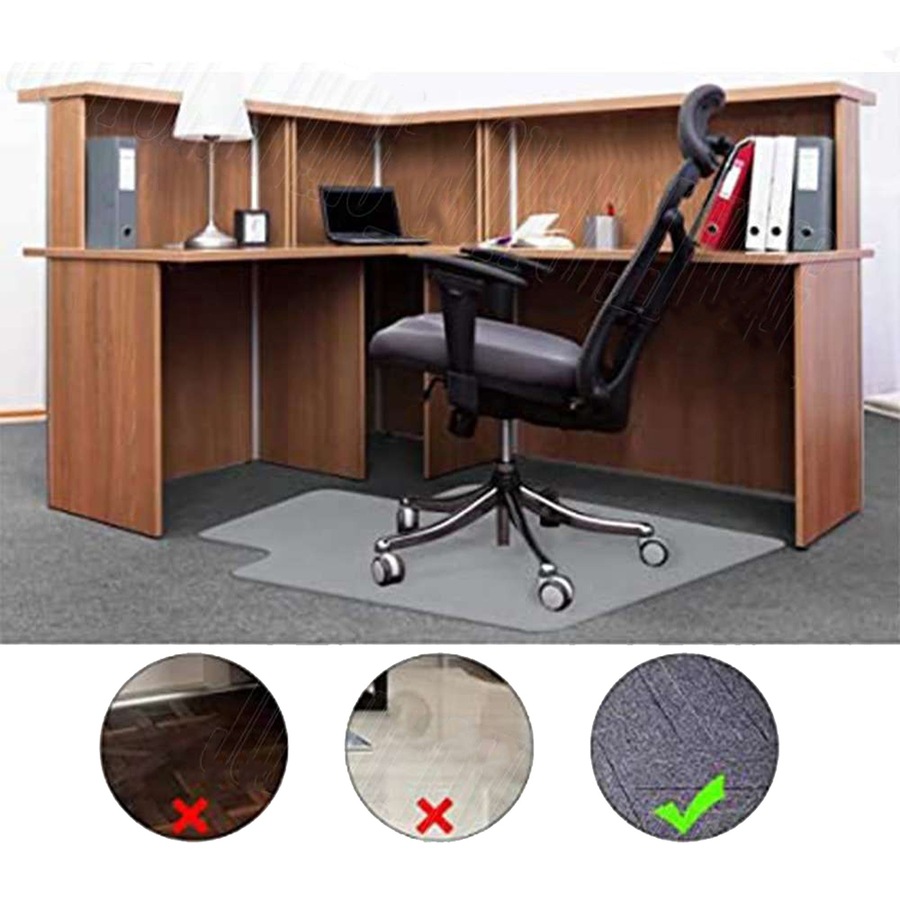 Non Slip Office Chair Desk Mat Floor Computer Carpet Protector PVC Plastic Clear