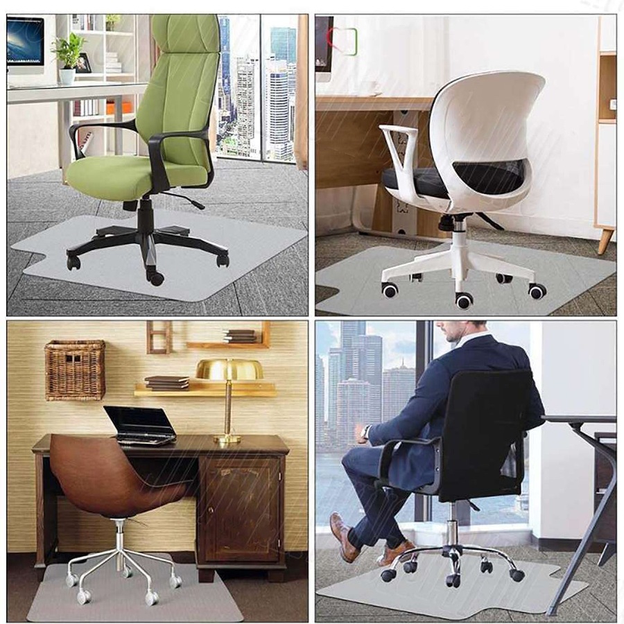 Non Slip Office Chair Desk Mat Floor Computer Carpet Protector PVC Plastic Clear