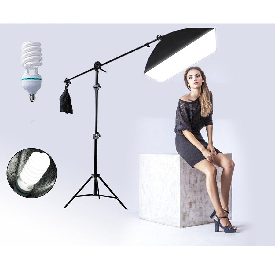 Photo Studio Continuous Softbox Lighting Boom Arm Video Soft Box Light Stand Kit