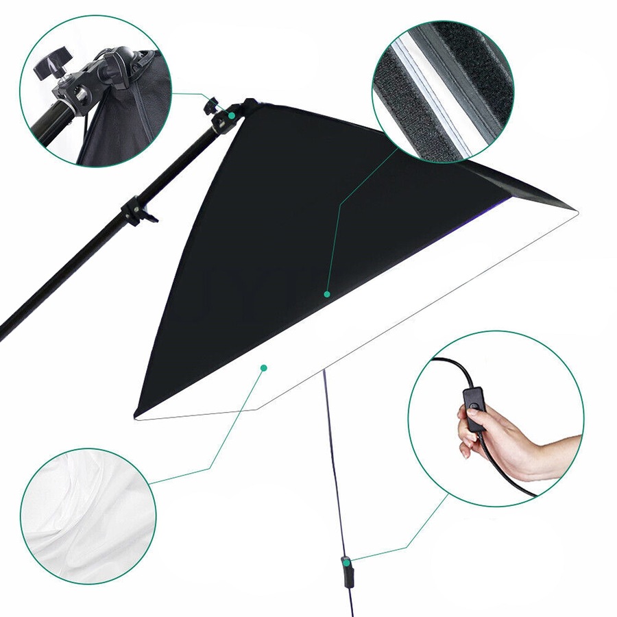 Photo Studio Continuous Softbox Lighting Boom Arm Video Soft Box Light Stand Kit